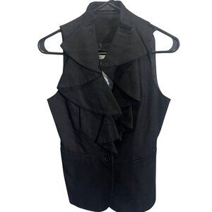 Anthropologie Tabitha‎ Womens Ruffled Black Sleeveless Vest Size 4